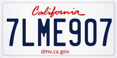 CA license plate 7LME907