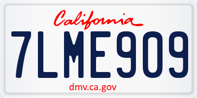 CA license plate 7LME909