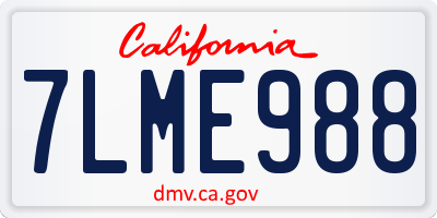 CA license plate 7LME988