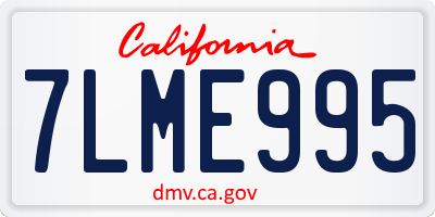 CA license plate 7LME995