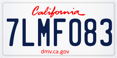 CA license plate 7LMF083