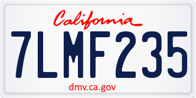 CA license plate 7LMF235