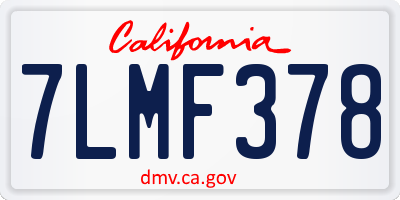 CA license plate 7LMF378