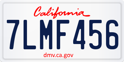 CA license plate 7LMF456