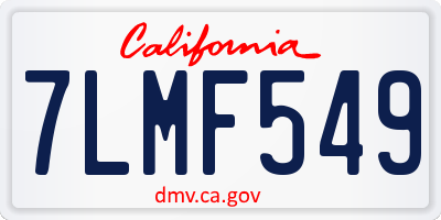 CA license plate 7LMF549