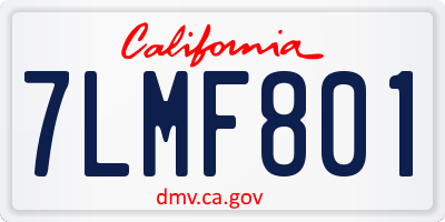CA license plate 7LMF801
