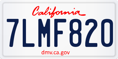 CA license plate 7LMF820
