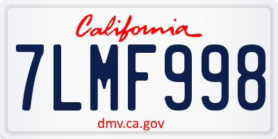 CA license plate 7LMF998