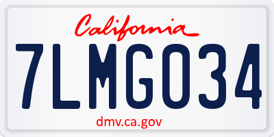 CA license plate 7LMG034