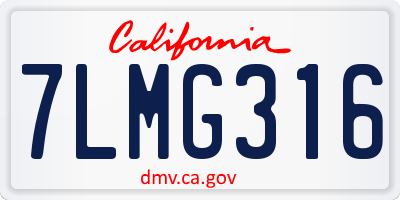 CA license plate 7LMG316