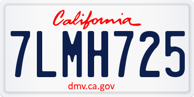 CA license plate 7LMH725