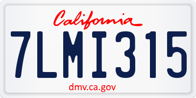 CA license plate 7LMI315