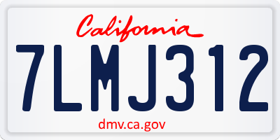 CA license plate 7LMJ312