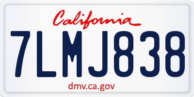 CA license plate 7LMJ838