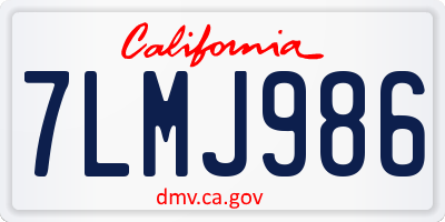 CA license plate 7LMJ986