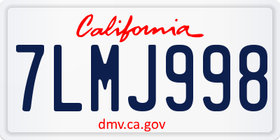 CA license plate 7LMJ998