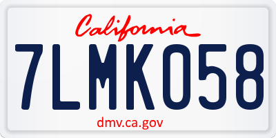 CA license plate 7LMK058