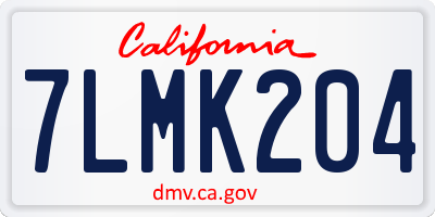 CA license plate 7LMK204