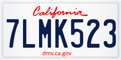 CA license plate 7LMK523