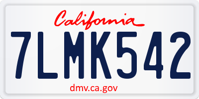 CA license plate 7LMK542
