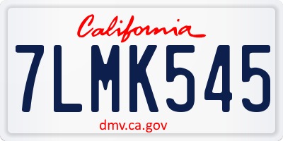 CA license plate 7LMK545