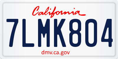 CA license plate 7LMK804