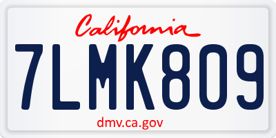 CA license plate 7LMK809