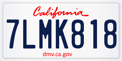 CA license plate 7LMK818
