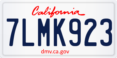 CA license plate 7LMK923