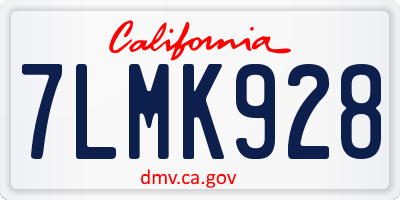 CA license plate 7LMK928