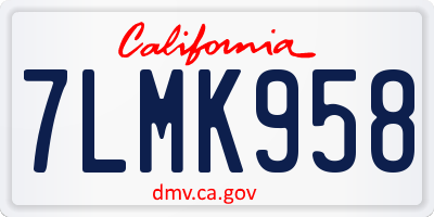 CA license plate 7LMK958