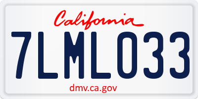 CA license plate 7LML033