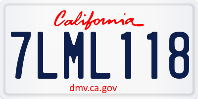 CA license plate 7LML118