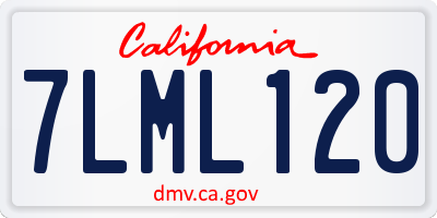 CA license plate 7LML120