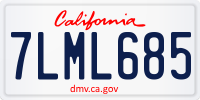 CA license plate 7LML685