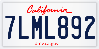 CA license plate 7LML892