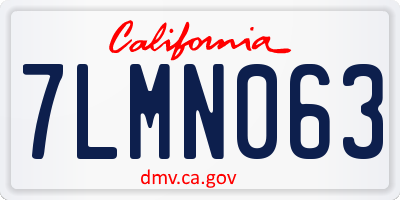 CA license plate 7LMN063