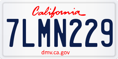CA license plate 7LMN229