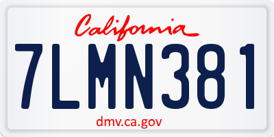 CA license plate 7LMN381