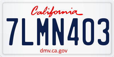 CA license plate 7LMN403