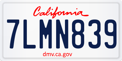 CA license plate 7LMN839