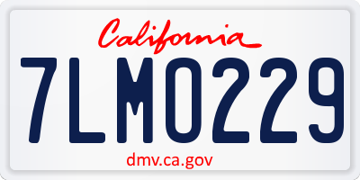 CA license plate 7LMO229