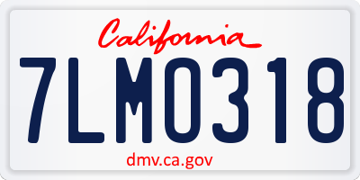 CA license plate 7LMO318