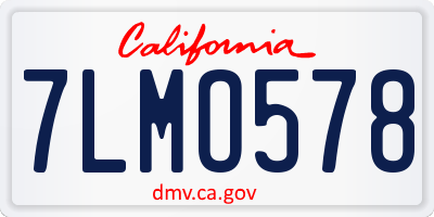 CA license plate 7LMO578