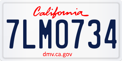 CA license plate 7LMO734