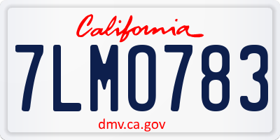 CA license plate 7LMO783