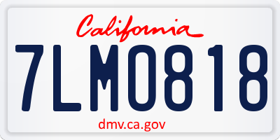 CA license plate 7LMO818