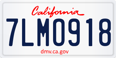 CA license plate 7LMO918
