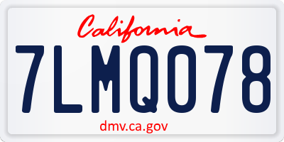 CA license plate 7LMQ078