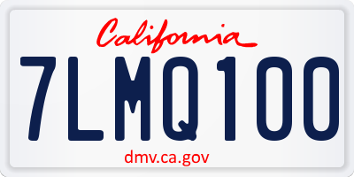 CA license plate 7LMQ100